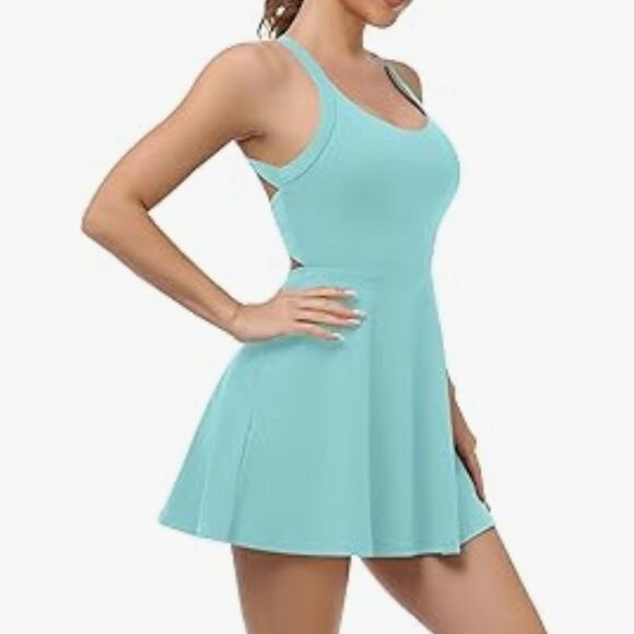 NEW Stylish Aqua Blue Twisted Strap Dress Small - Picture 3 of 3